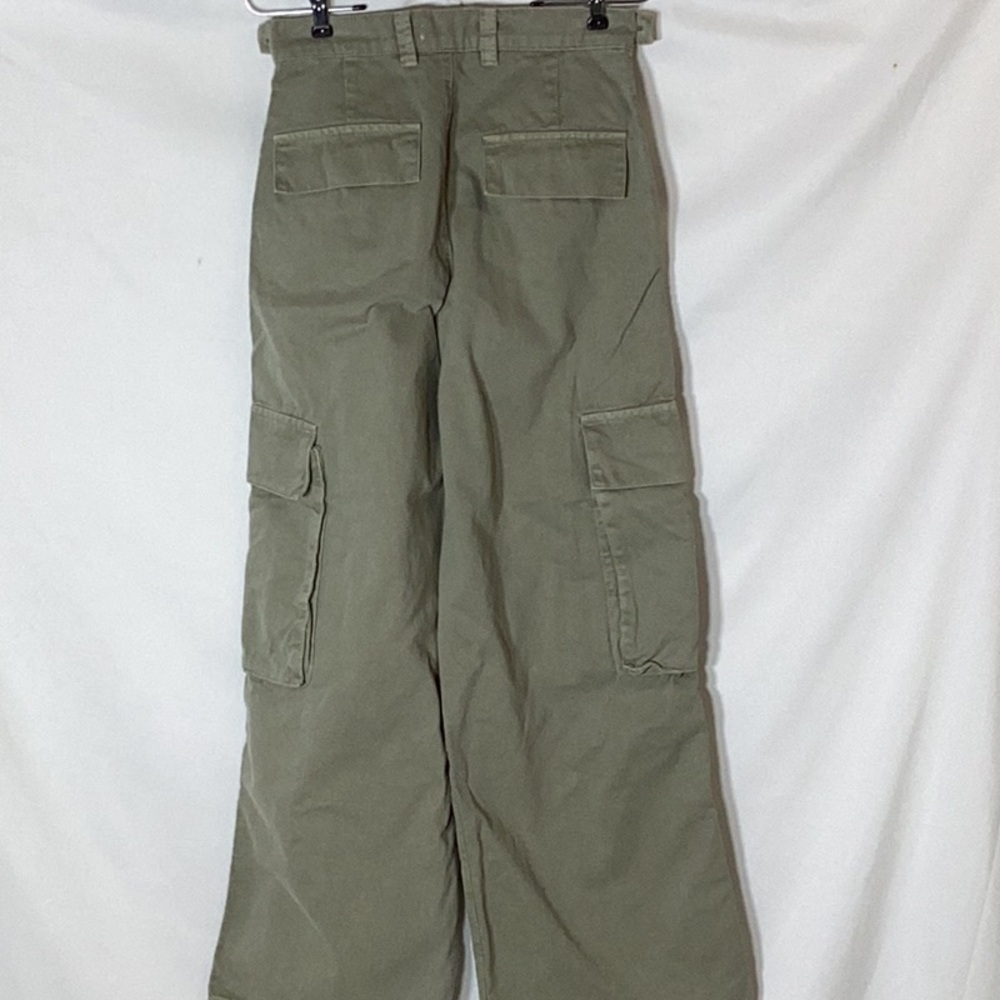 NWT ZARA Ultra Wide Leg Cargo Pant Light Green Size US 4 - Picture 8 of 11